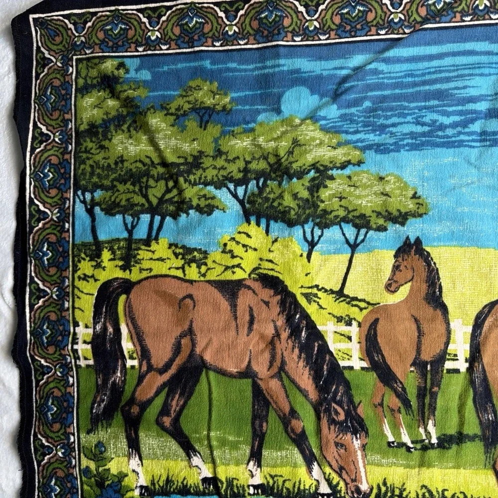 Vintage Horse Tapestry Equestrian Wall Hanging‎ Throw Blanket Farm Pastoral